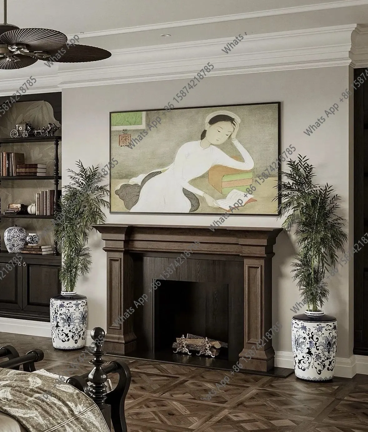 

American solid wood fireplace retro old medieval locker French living room decorative entrance bedroom mantel