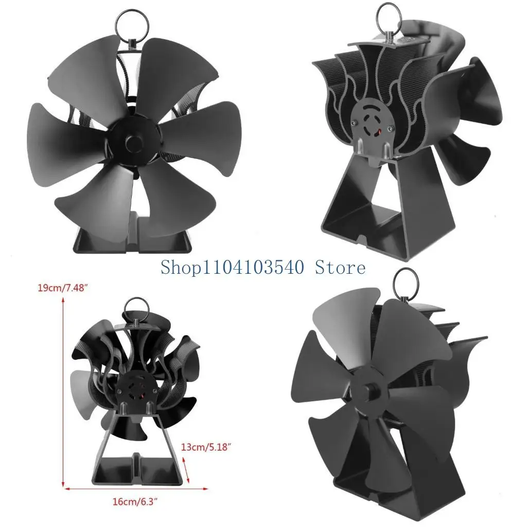 

02DC 6-лопастной тепловой вентилятор для печи Вентилятор для дровяной печи Вентилятор для камина без электричества Эффективное