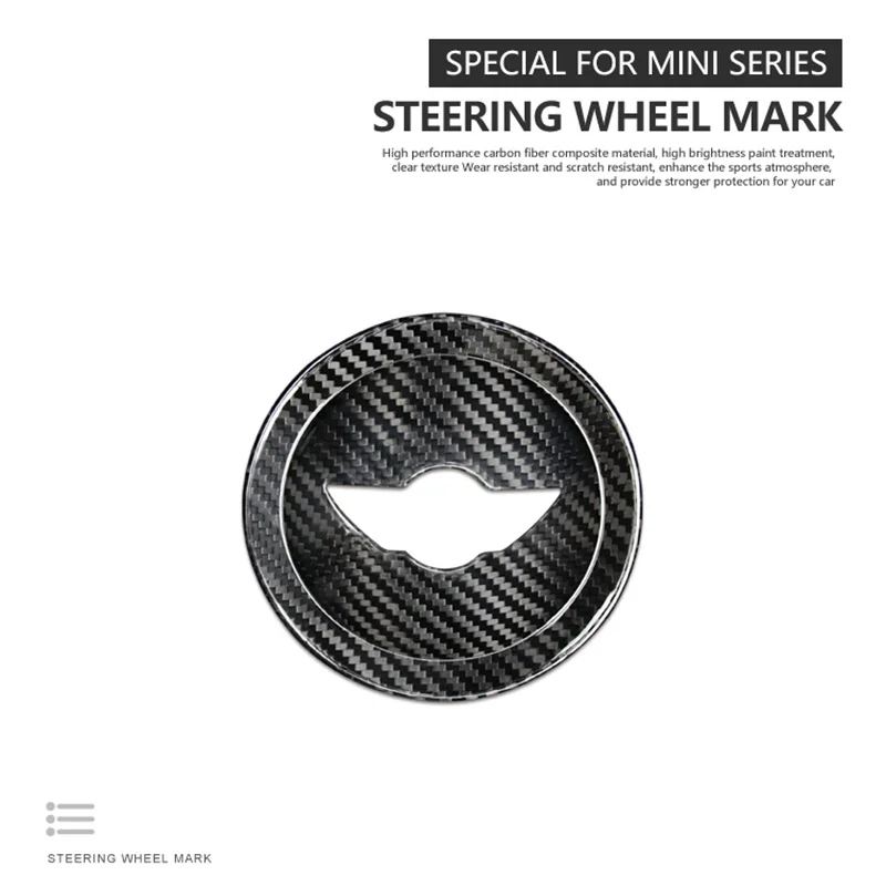 For Mini Steering Wheel Panel Carbon Fiber Fit Clubman R55 R56 Conuertible R57 Coupe R58 Roadster R59 Countryman R60 Paceman R61
