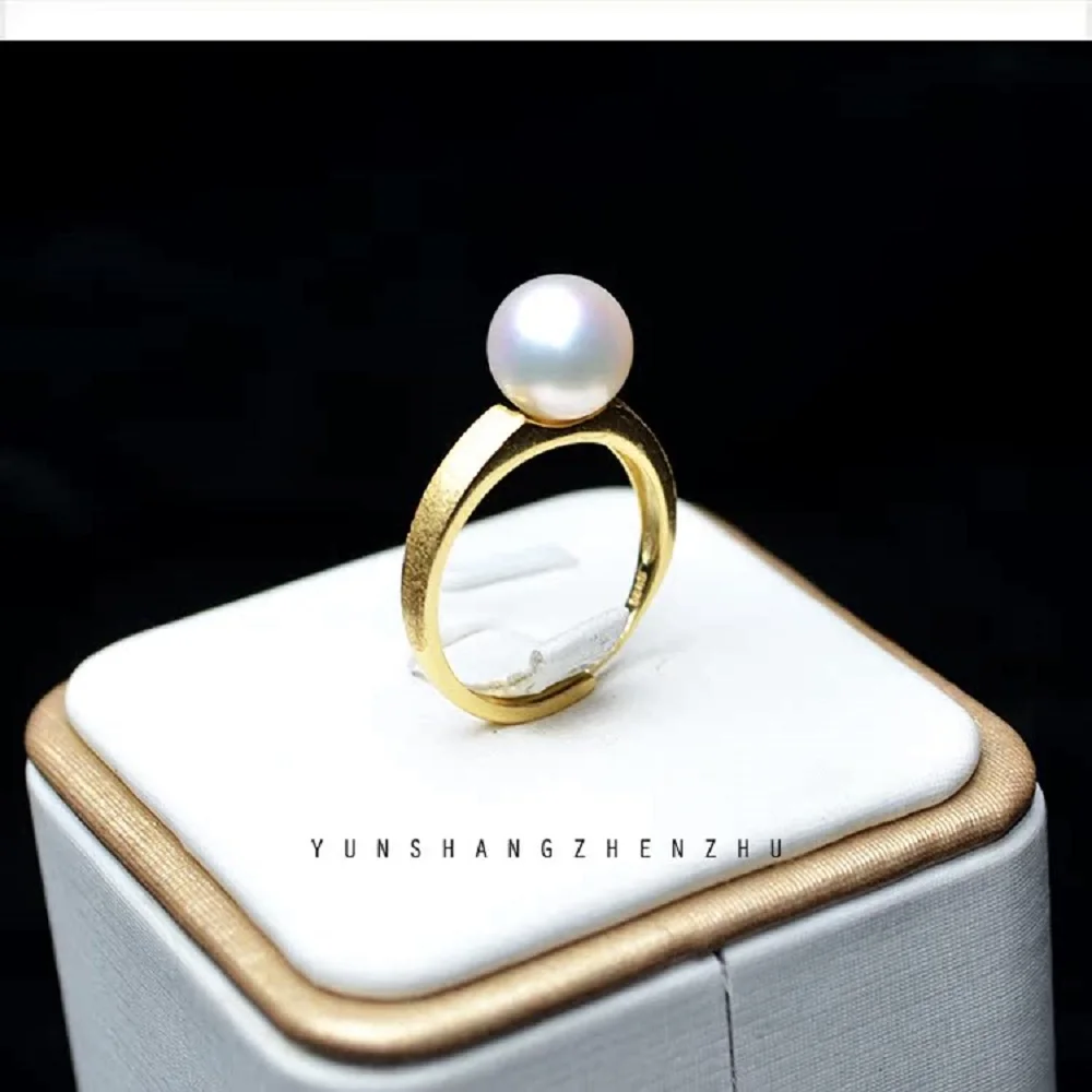 New Pearl Ring AAA11-12mm Natural Japanese Round Pearl Open Ring 925s