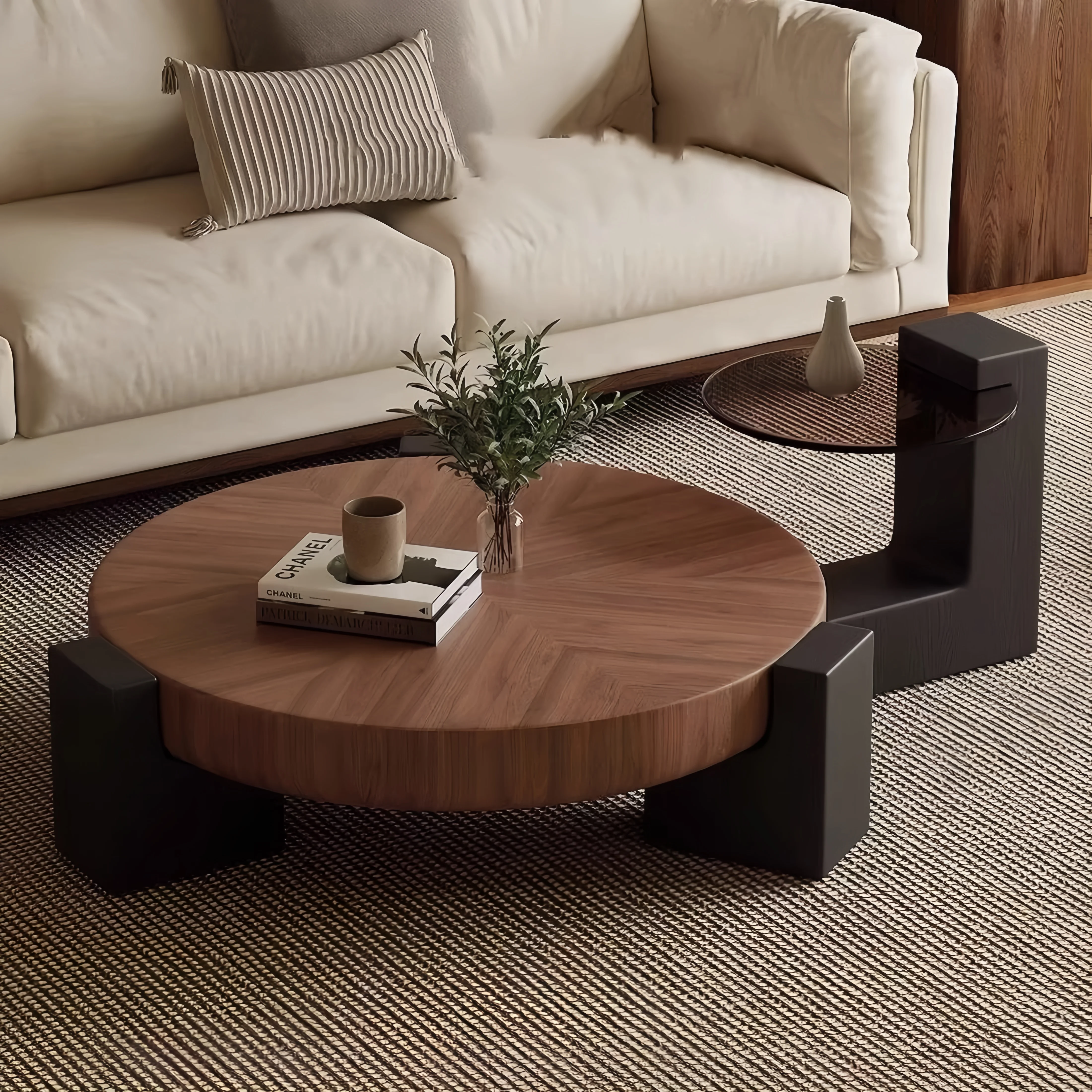 

Italian light luxury new modern coffee table living room home small side table high-end sense medium and ancient style round