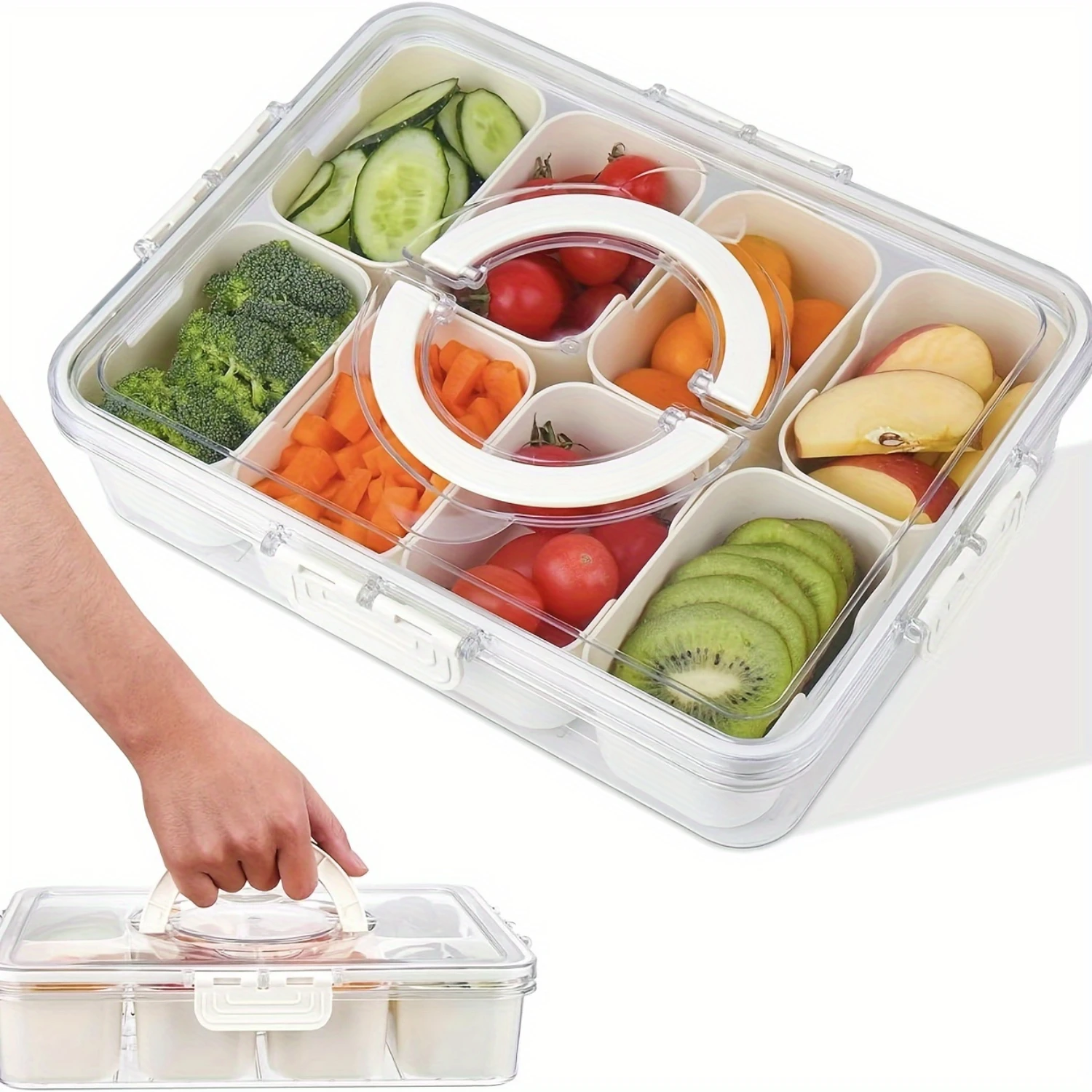 Versatile 4/8-Compartment Snack Organizer With Lid - Portable Plastic Food  Container For Picnics, Candy & Fruit Tray Snack Box 