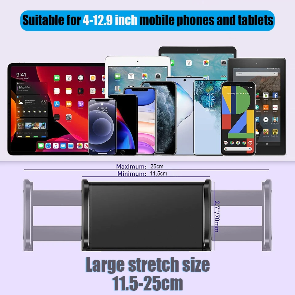 OUTMIX Uchwyt samochodowy na tablet do iPad Pro 12.9, mocowanie do zagłówka fotela, zacisk do tabletu Samsung Galaxy Tab S7 Plus — zdjęcie produktu 3
