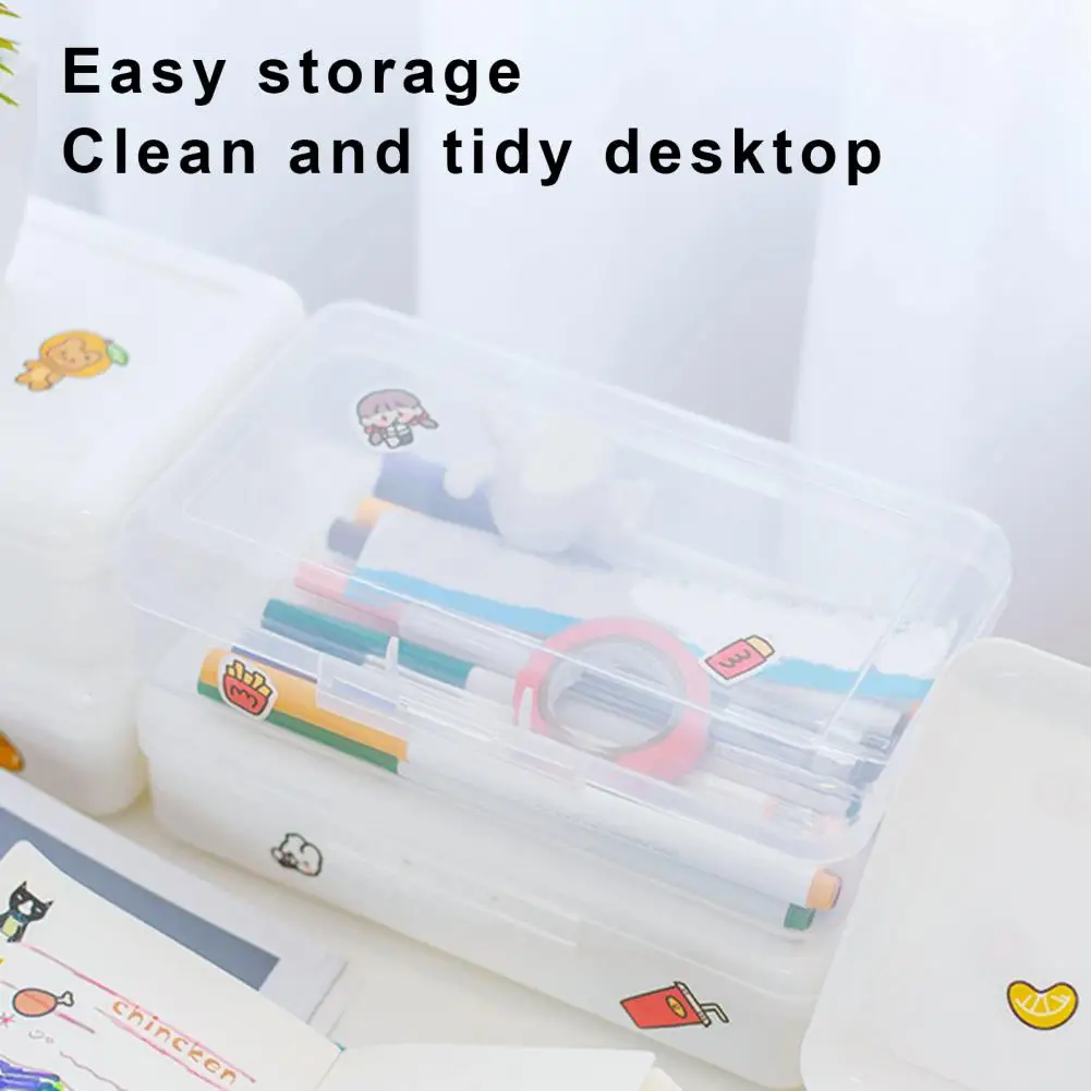 Stationery Box Large Capacity Clear Visible Multifunction Boys Girls Students Pencil Pen Storage Organizer Case Student Supplies