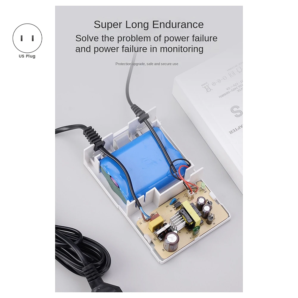 Fuente de alimentación ininterrumpida para WiFi, enrutador, módem, cámara de seguridad, Mini Protector de respaldo de batería UPS, enchufe estadounidense, 12V-2A