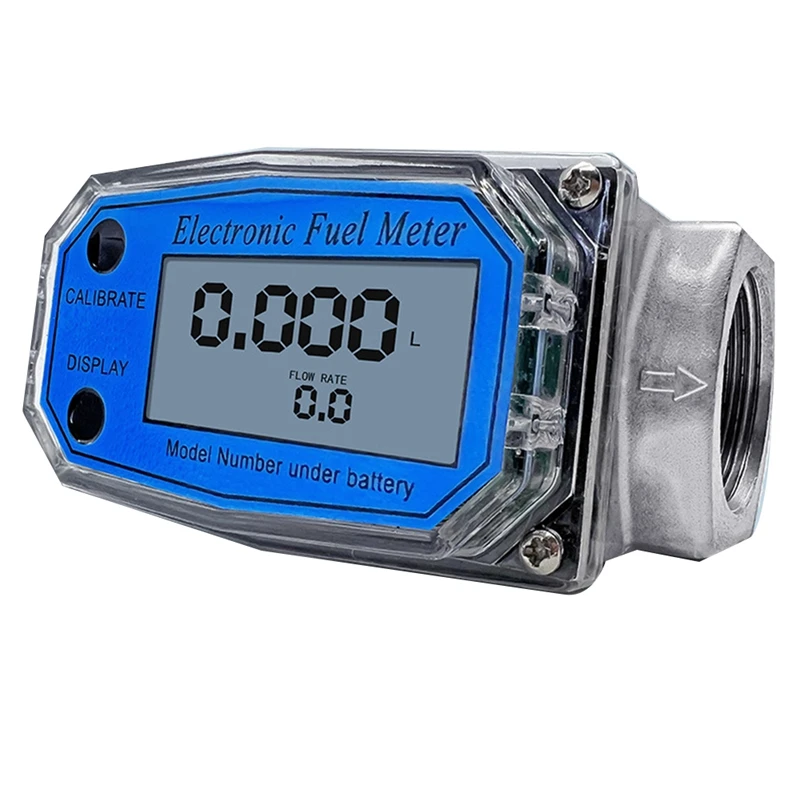 

25 Digital Turbine Flow Meter For Measuring Gasoline Water Sea Liquid Flowmeter Blue Silver & Blue