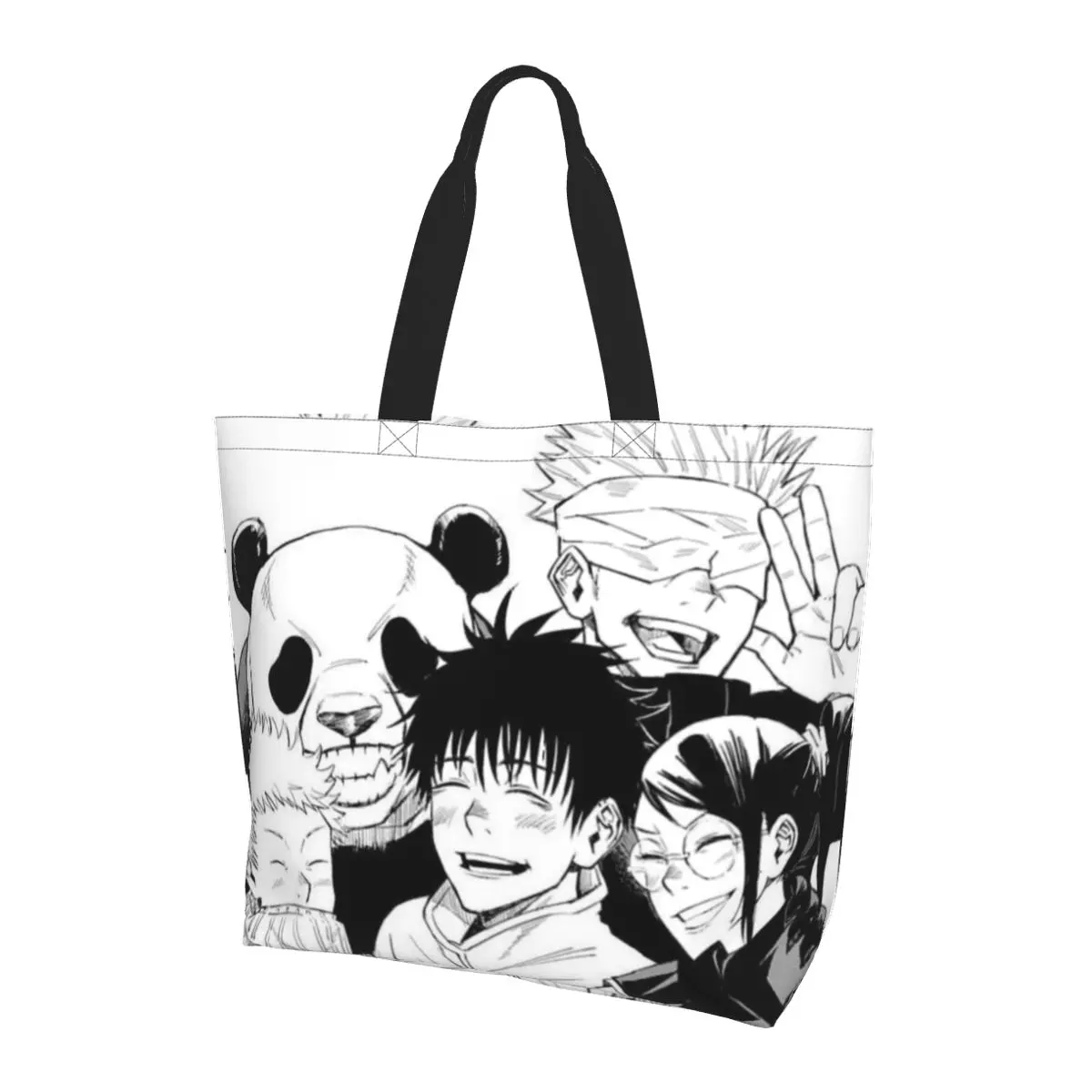 Jujutsu Kaisen 0 حقيبة تسوق قماش سعة كبيرة حقائب كتف للمتسوقين حقيبة يد البقالة للنساء