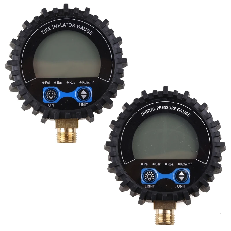 Dial Size Digital Pressure Gauge 0-200 Kpa Bar kgf cm² Lower Mount LED Light Display 1/4'' NPT Mount Professional