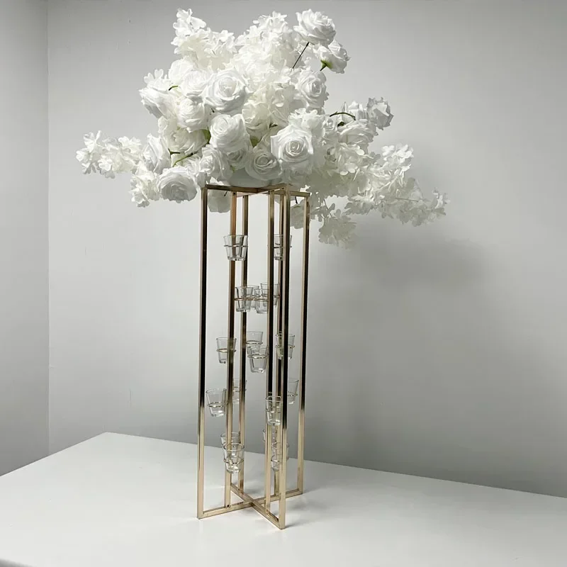 

4pcs)New Design 8 Head Tube Stage Party Wedding Decoration Road Guide Golden Metal Floor Lamp
