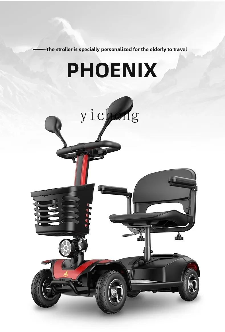TQH elderly scooter four-wheel electric disabled household double elderly folding battery moped
