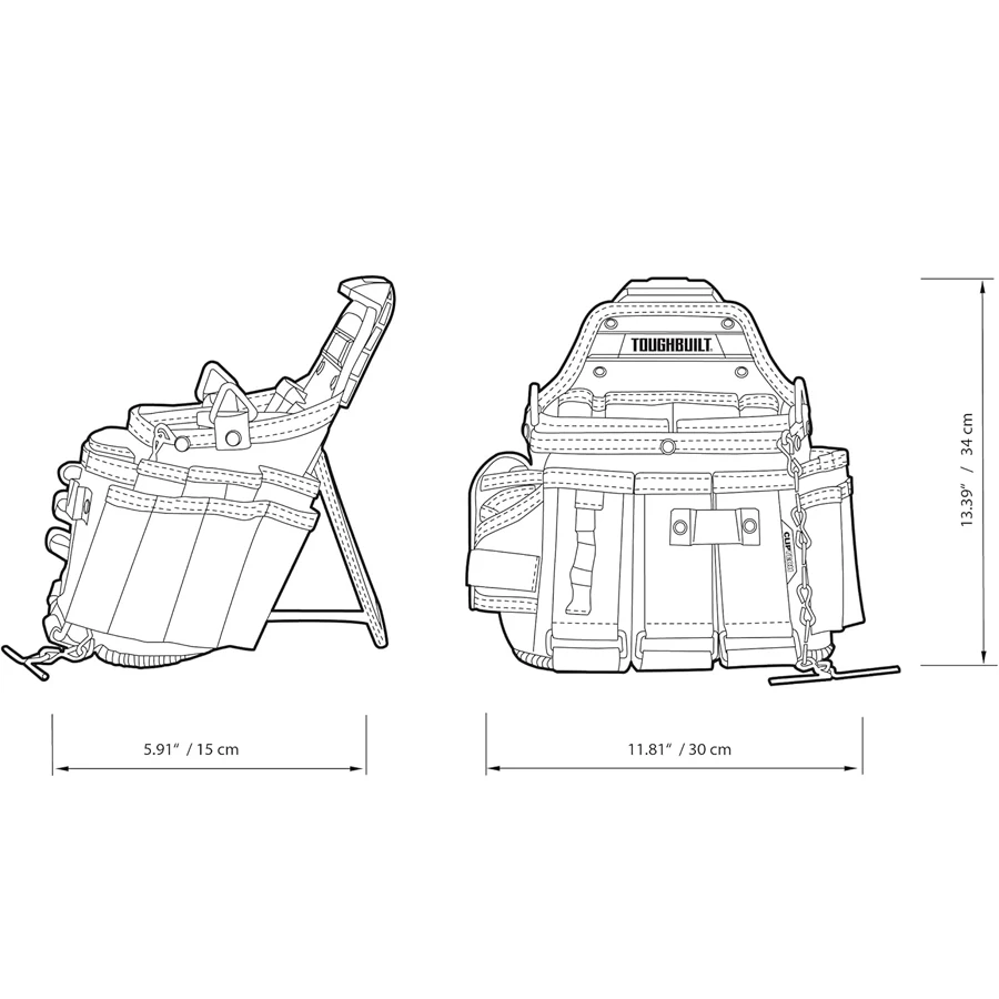 Imagem -02 - Toughbuilt-professional Ferramenta Bolsa Bolsa Mestre Eletricista com Alça de Ombro 25 Bolsos e Loops Tb-ct104