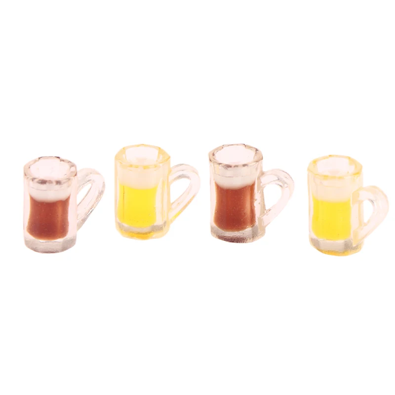 2PCS Dollhouse Accessories Mini Resin Beverage Model Beer Cup Bottle Toys Micro Landscape Decoration Simulation Furniture