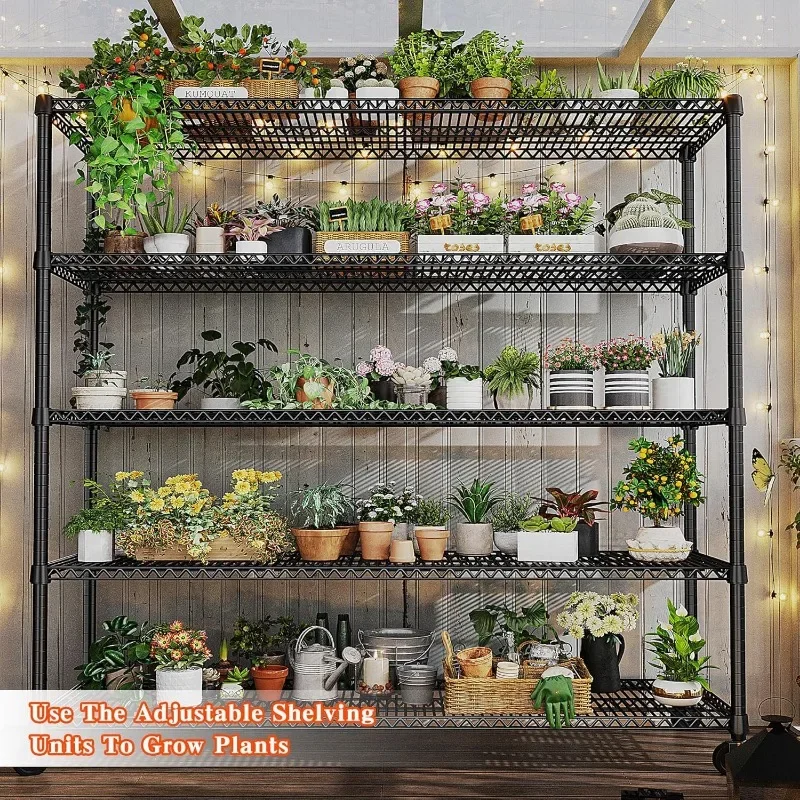 Jaminan Otentikitas Rak Penyimpanan 60" W Rak Kawat dengan Roda 3200 Lbs Rak Rak Unit Rak Logam Baja Tugas Berat