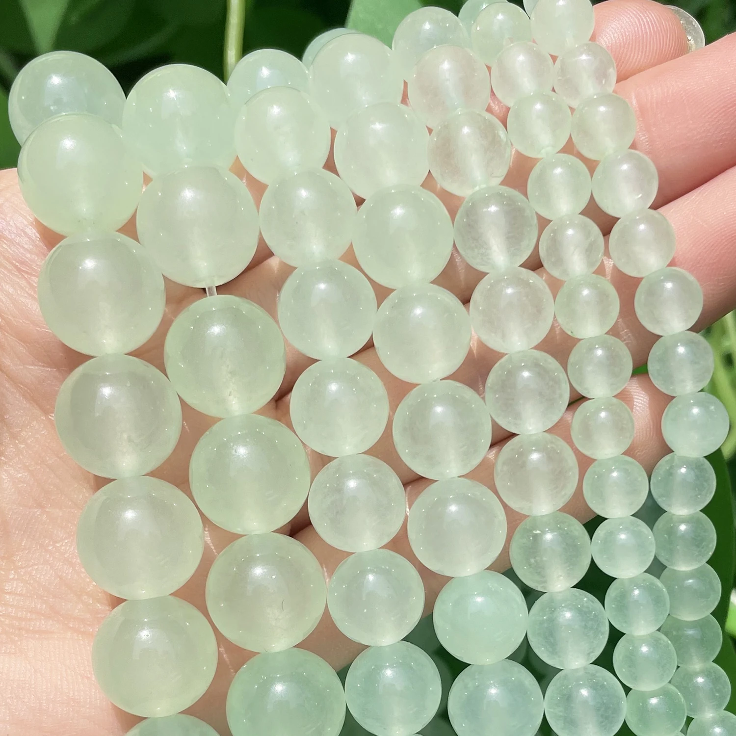 4-12mm Light Green Chalcedony Jades Round Stone Beads Natural Loose Spacer Bead for Jewelry Making Diy Bracelet Accessories