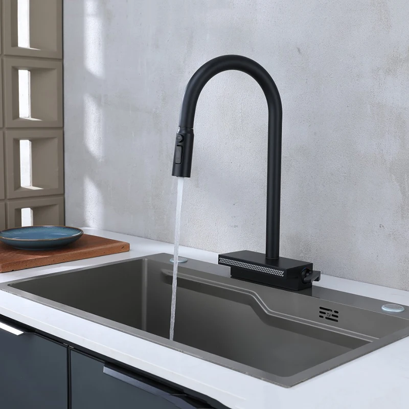 

New Fashion Fly-water Basin Pull-Out Faucet With Cold And Hot Water Protection And Splash-Proof Function For Multi-Functional Ki