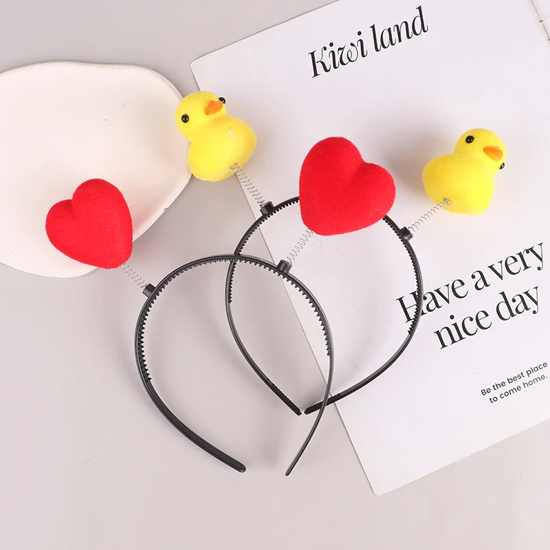 Funny Cute Little Duck Headband Heart Hair Band Thanksgiving Hair Hoop For Girls Hair Accessories Birthday Party Favors