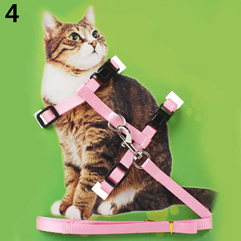 Dropshipping!! Adjustable Nylon Cat Puppy Pet Harness Collar Lead Leash Traction Safety Rope