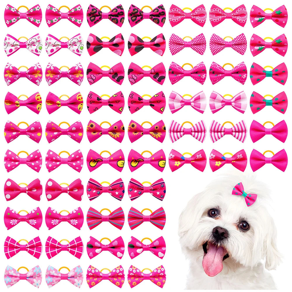 10/20pcs New Various Small Dog Hair Bows Cat Hair Bows Grooming Pink Dog Accessories Hair Rubber Bands For Small Dog Supplier