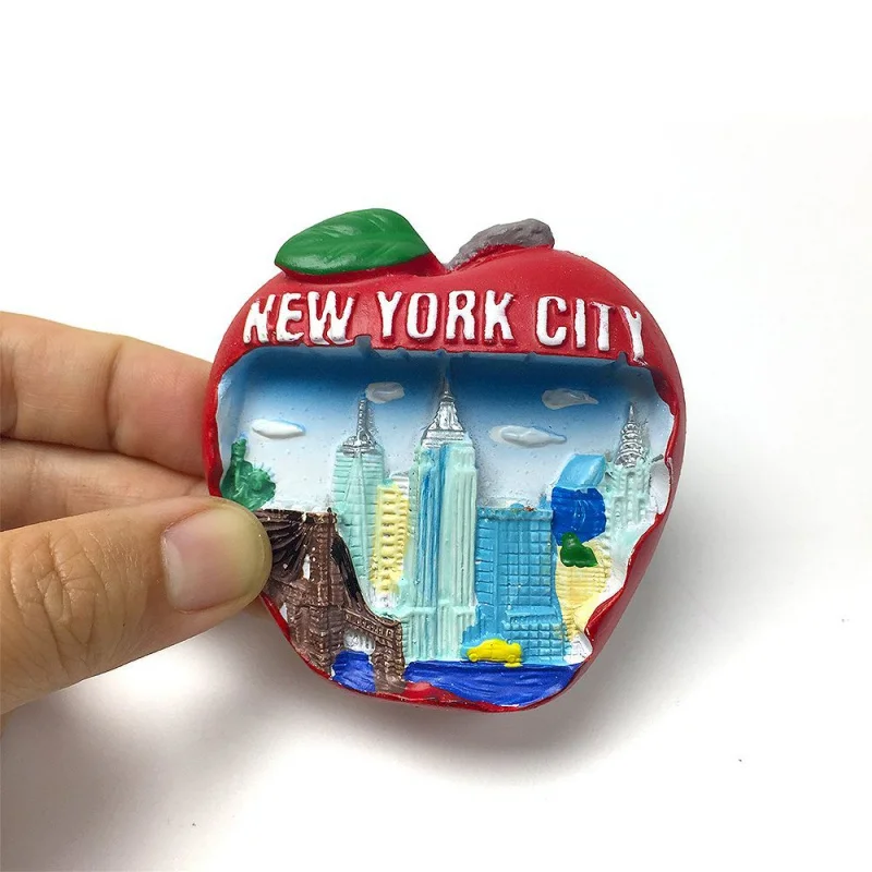 New York, USA,-Shaped Magnetic Refrigerator Magnet, Hand-Painted Empire State Building, Skyscraper Tourist Souvenir