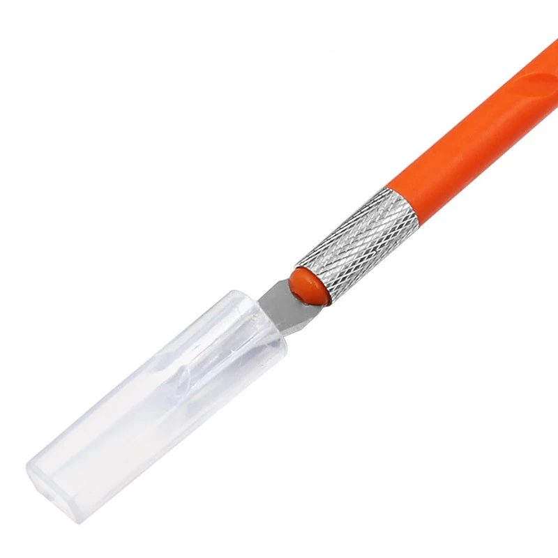 Cuchillo de grabado para manualidades, pluma para tallar, escultura antideslizante, cortador de seguridad, cuchillo de papel, mango de plástico + 5 cuchillas