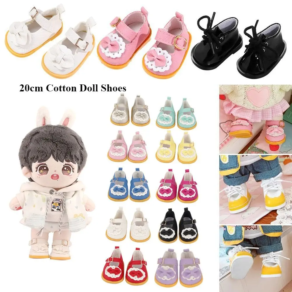 20cm Doll Shoes Dolls PU Leather Shoes Bow Tie Decoration Doll Fashion Princess Boots DIY Doll Accessories