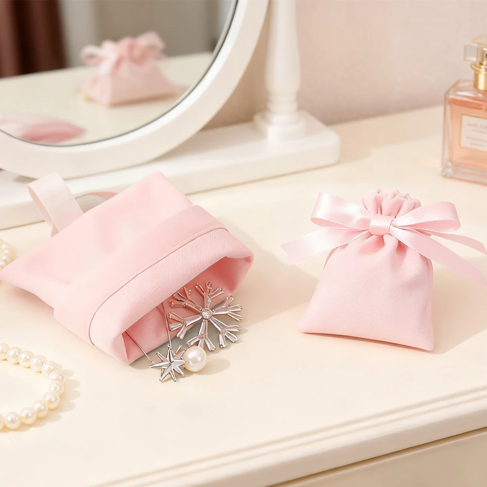 

50 шт. розовые бархатные сумки на шнурке, персонализированные милые сумки для упаковки ювелирных изделий, шикарные подарочные пакеты для свадебной вечеринки на заказ