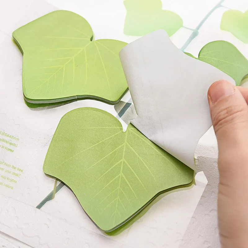 1Pc Cute Leaf Creative Sticky Notes Office School Supplies DIY Paper Journal Decoration Self-adhesive Sticke for Students