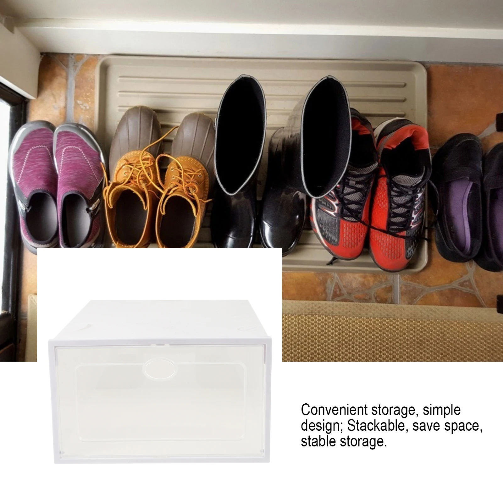 

Shoe Case Storage Box Container Clear Boxes for Shoes Take Away Bins Containers Transparent Holder Beige Organizer Display