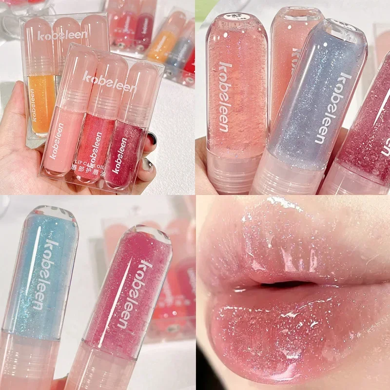 Glitter Jelly Tint Lip Gloss Moisturizing Mirror Pearl Lip Oil Set Long-lasting Plumping Gloss Lip Tint Makeup Sparkle Lipsticks