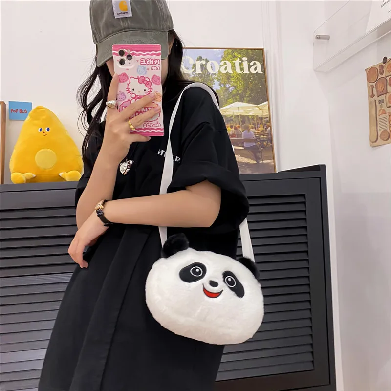 Personalized Cute Cartoon Plush Giant Panda Crossbody Bag Customized Embroidered Name One Shoulder Bag Doll Backpack Girl Gift