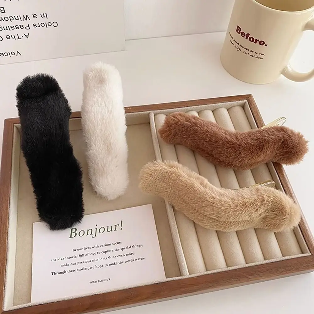 Korean Faux Fur Hair Clip New Grip Clip Winter Duckbill Large Hairpins Hair Pins Women Girls