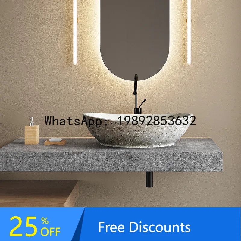 

LYY Integrated Bathroom Household Balcony Washstand Sink Basin Artificial Stone Art Countertop Basin