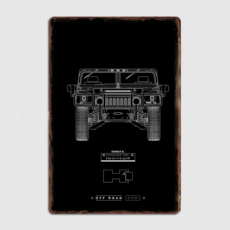 Hummer H2 Classic Car Metal Sign Poster Garage Living Room Decor Sign Cinema Custom Tin Vintage Home Wall Decor