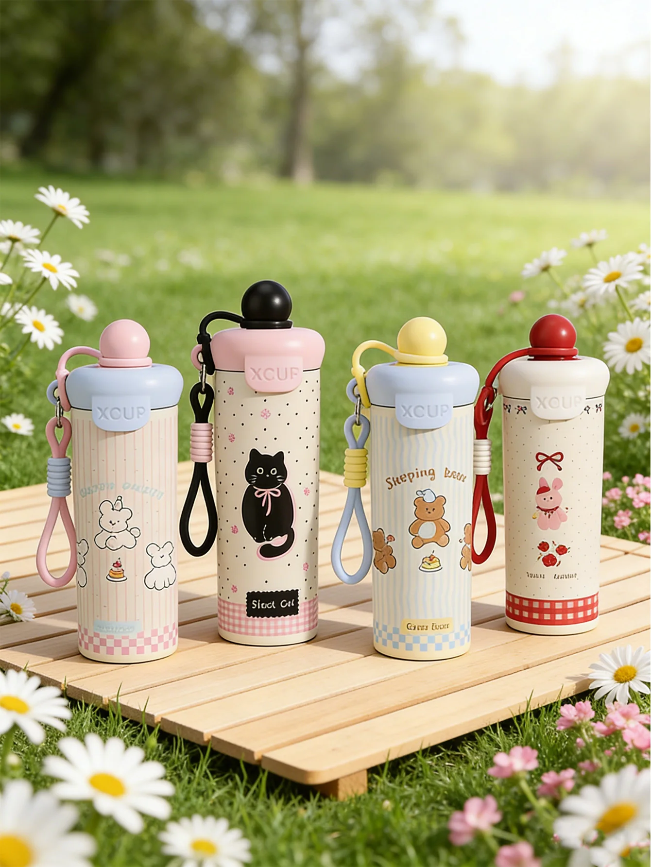 

Floating ball straw thermos cup, food-grade material, cute design, lightweight and easy to carry