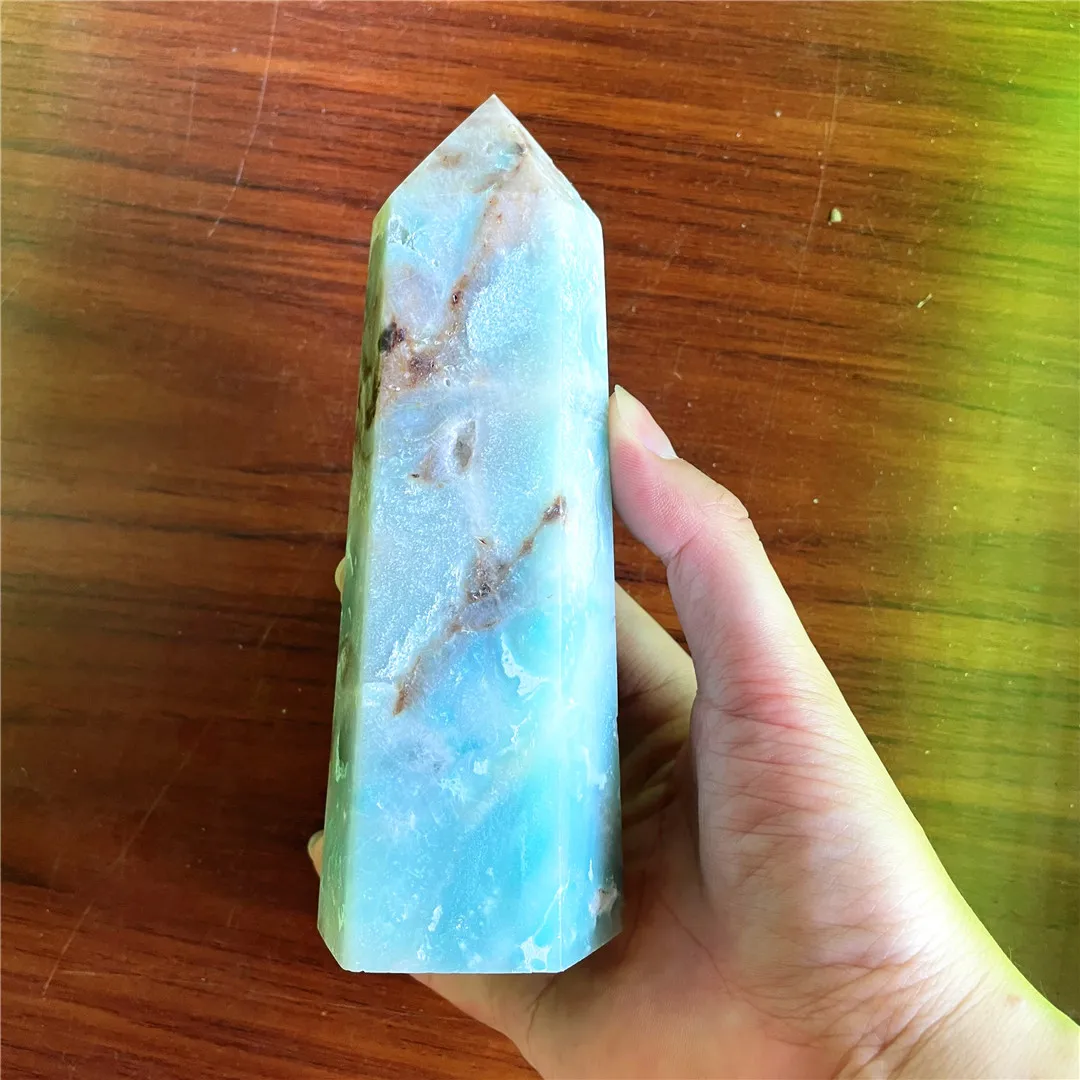 Natural Amazonite Quartz Crystal Point Healing Stone Obelisk For Home Decor Blue Sky Caribbean Calcite Energy Stone Tower