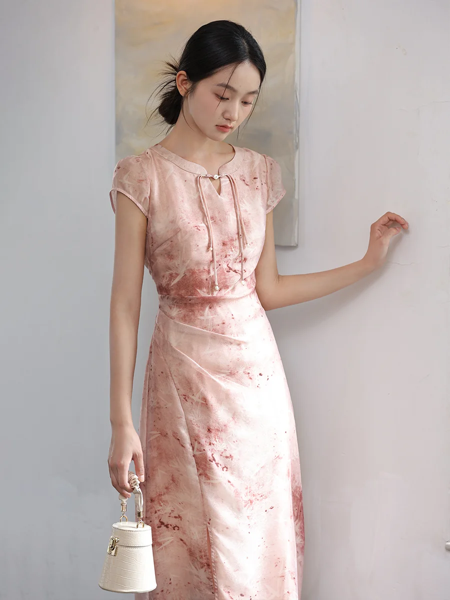 

Женская юбка-ципао ChuChan с китайским принтом, с низким разрезом, длинная, летняя, модная, с эффектом омбре