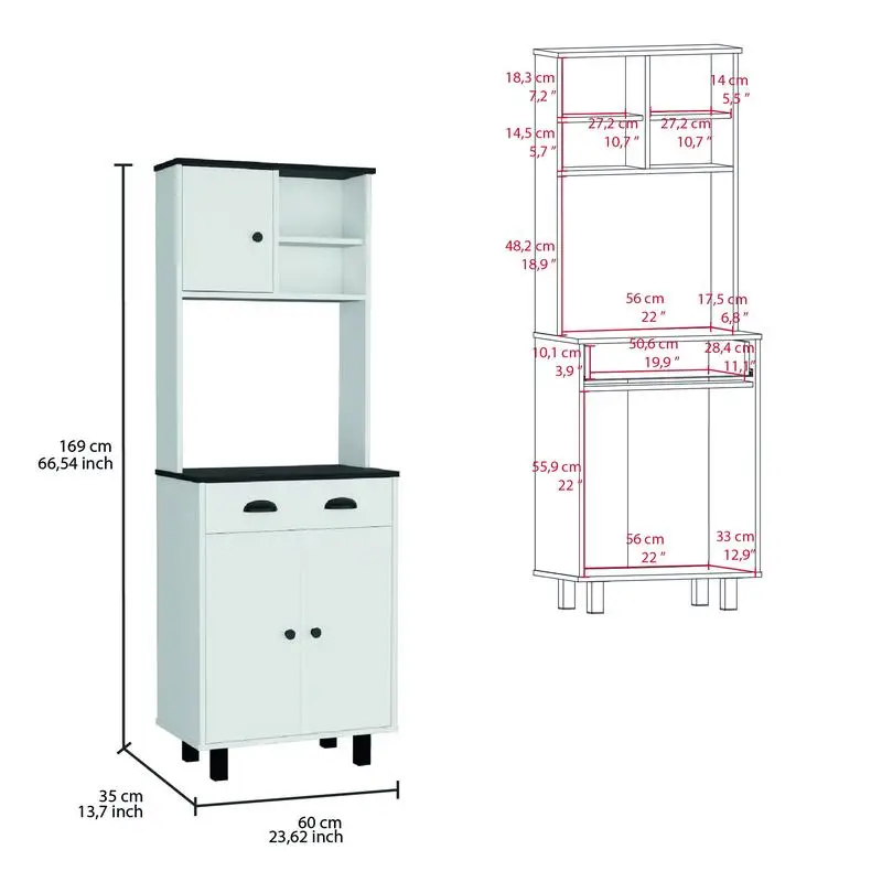 مخزن المطبخ مع خزائن ورفين مفتوحين ودرج للتخزين والتنظيم #3