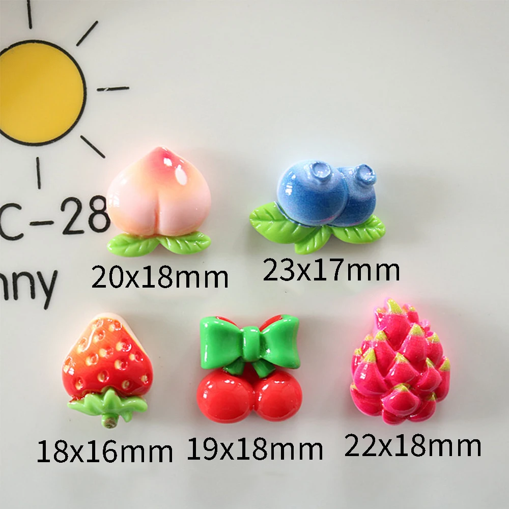 10PCS Shiny Pitaya Fruit Series Miniature Flat Back Resin Cabochons For Hairpin Scrapbooking DIY Home Decor Craft Accessories