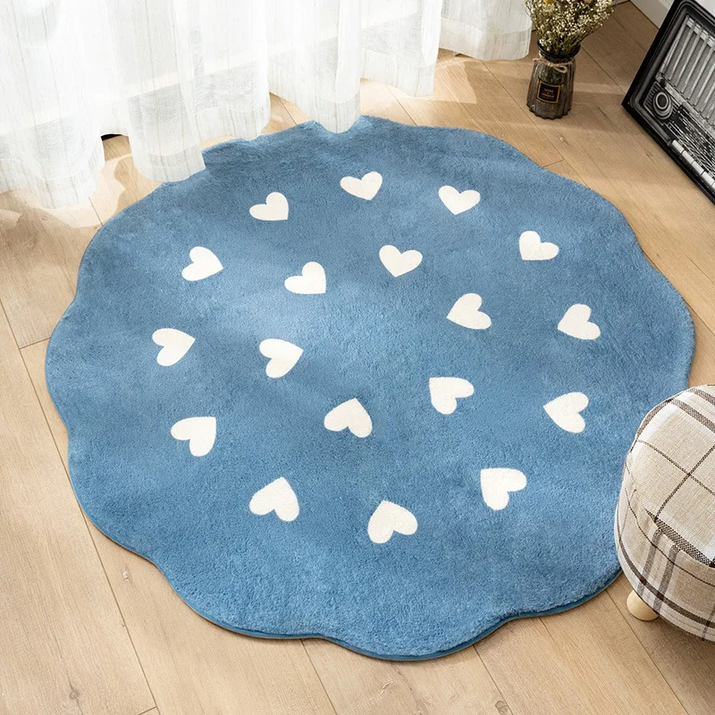 VIKAMA Imitation Cashmere Heart-Shaped Living Room Carpet Bedroom Bedside Rug Piano Hanging Chair Round Cushion Home Decoration