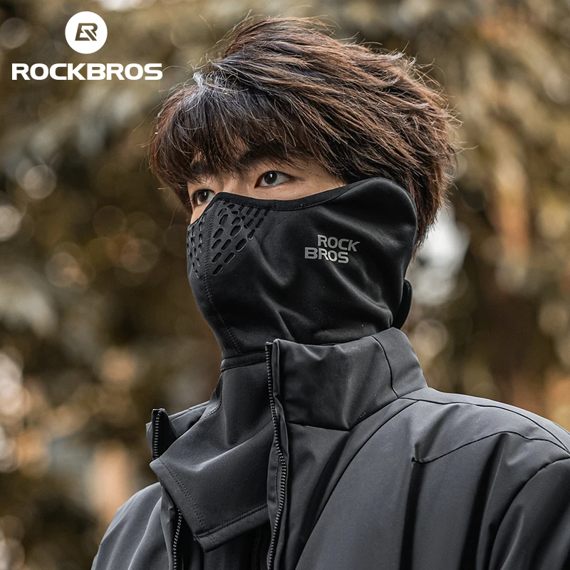 ROCKBROS 남녀공용 따뜻한 양털 목 마스크, 야외 방풍 목 워머, 자전거 오토바이 이어 커버, 통기성 스카프