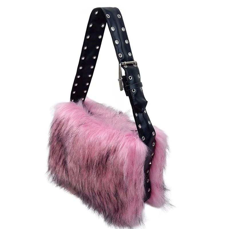 

HOT Women Imitation Rex Rabbit Fur Bags Classics Fluffy Lady Tote Bag Plush Shoulder Bags Fashion Luxury Brand Fur Handbag Bag