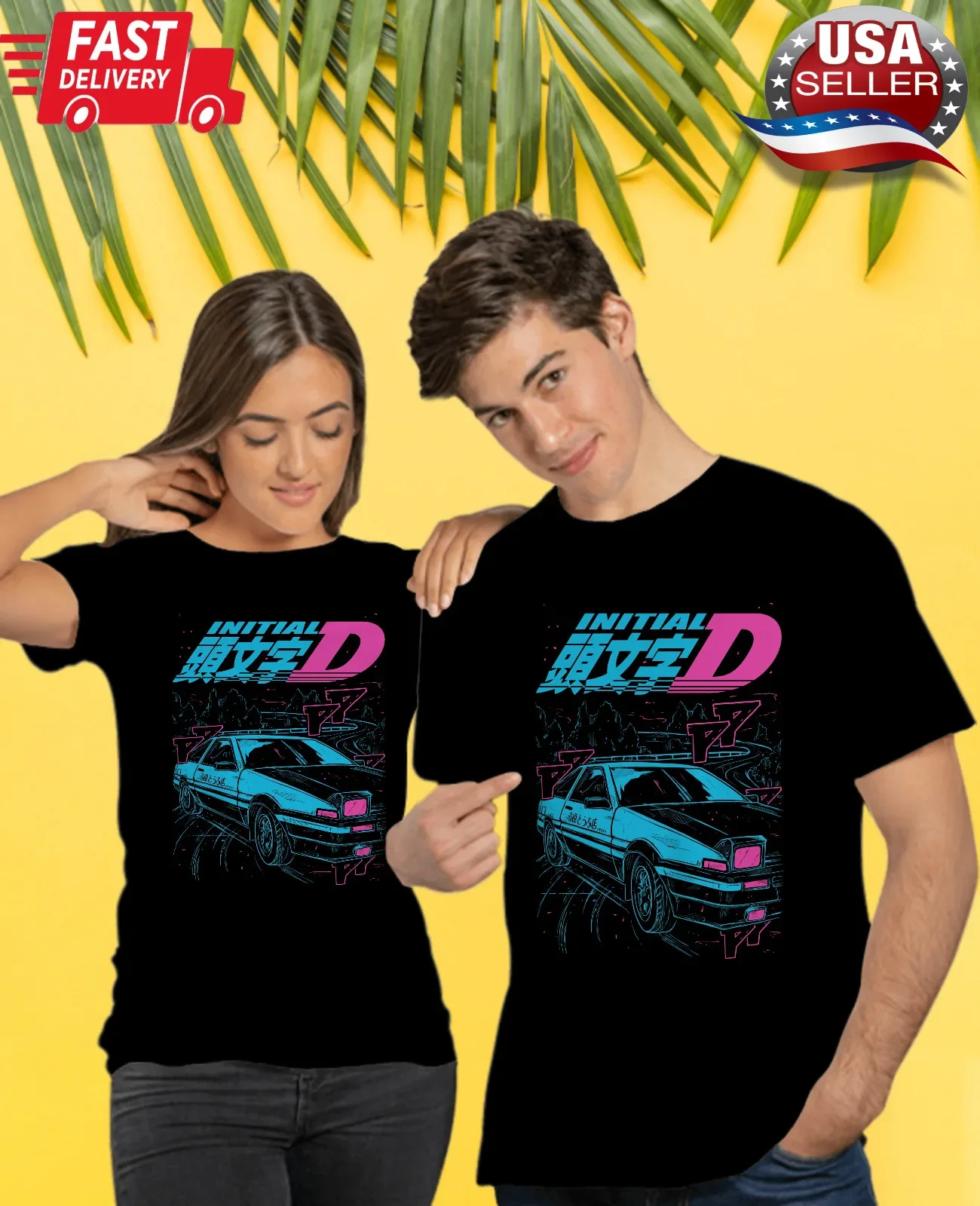 Initial D Itsuki Fujiwara shirt ,T-Shirt Anime Manga Movie Unisex Black Shirt