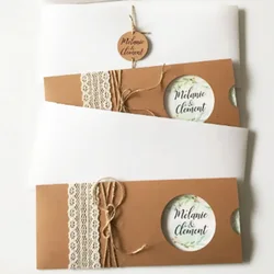 Wedding Invitation Card Menu Pocket 21x10.5CM Customized Design Birthday Baby Shower Greeting Cards 25 Sets
