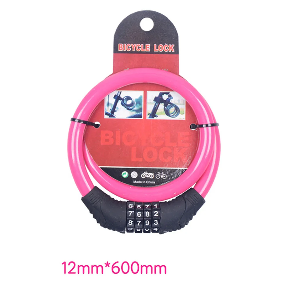 

1pcs 4 Digit Heavy Duty Steel Cable Pink For Bicycles Motorcycles Scooters Durable Combination Bike Lock Chain Cable Lock