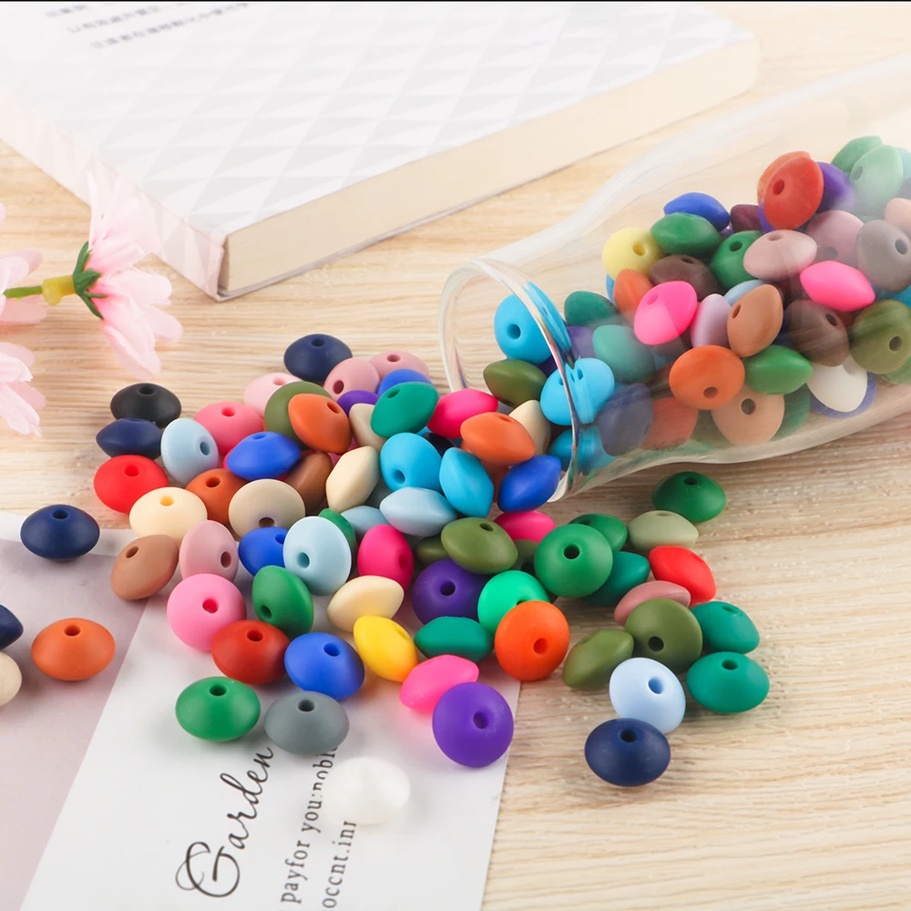 50/100Pcs 12mm Silicone Lentil Beads For Jewelry Making DIY Bracelets Necklace Keychains Etc Multi Functional Handmade Products