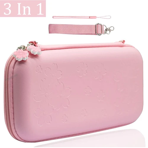 Bolsa de transporte portátil para interruptor NS Pink Sakura Flower Shell, bolsa impermeable de PU OLED, funda de almacenamiento, caja para Nintendo Switch