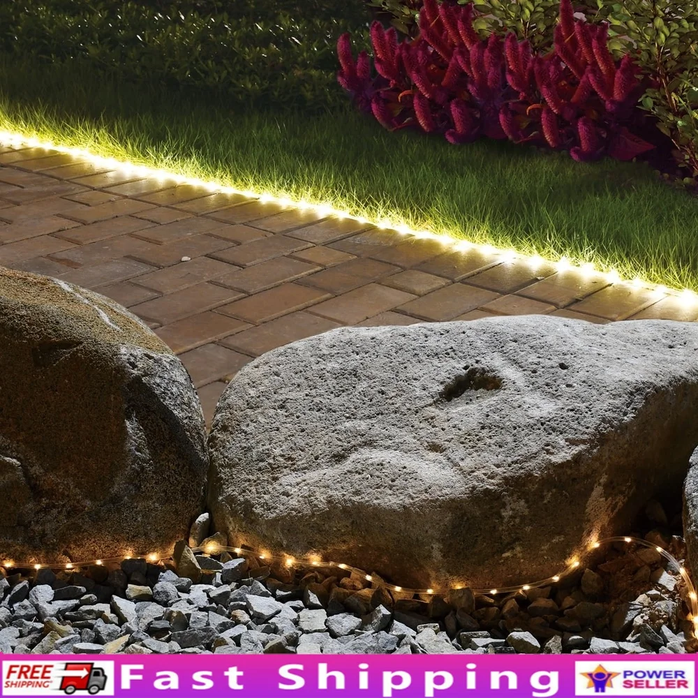 

24ft Solar Powered LED Outdoor Rope Light Flexible Waterproof DIY Garden Patio Wedding Light Sensor Energy Efficient Lighting
