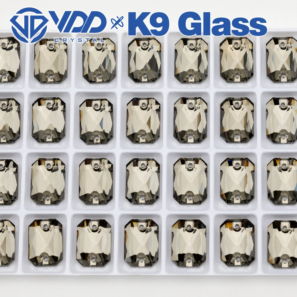 VDD S103 Schwarzer Diamant Smaragdschliff Hochwertige K9-Glas-Applikationssteine, Kristall-Flachboden zum Aufnähen für Kleidungsdekorationen – Detail 5