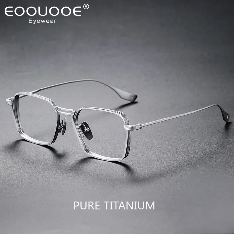 Pure Titanium Blue Light Blocking Men Reading Glasses Handmade Myopia Eyeglasses Frames Photochromic Prescription Eyewear