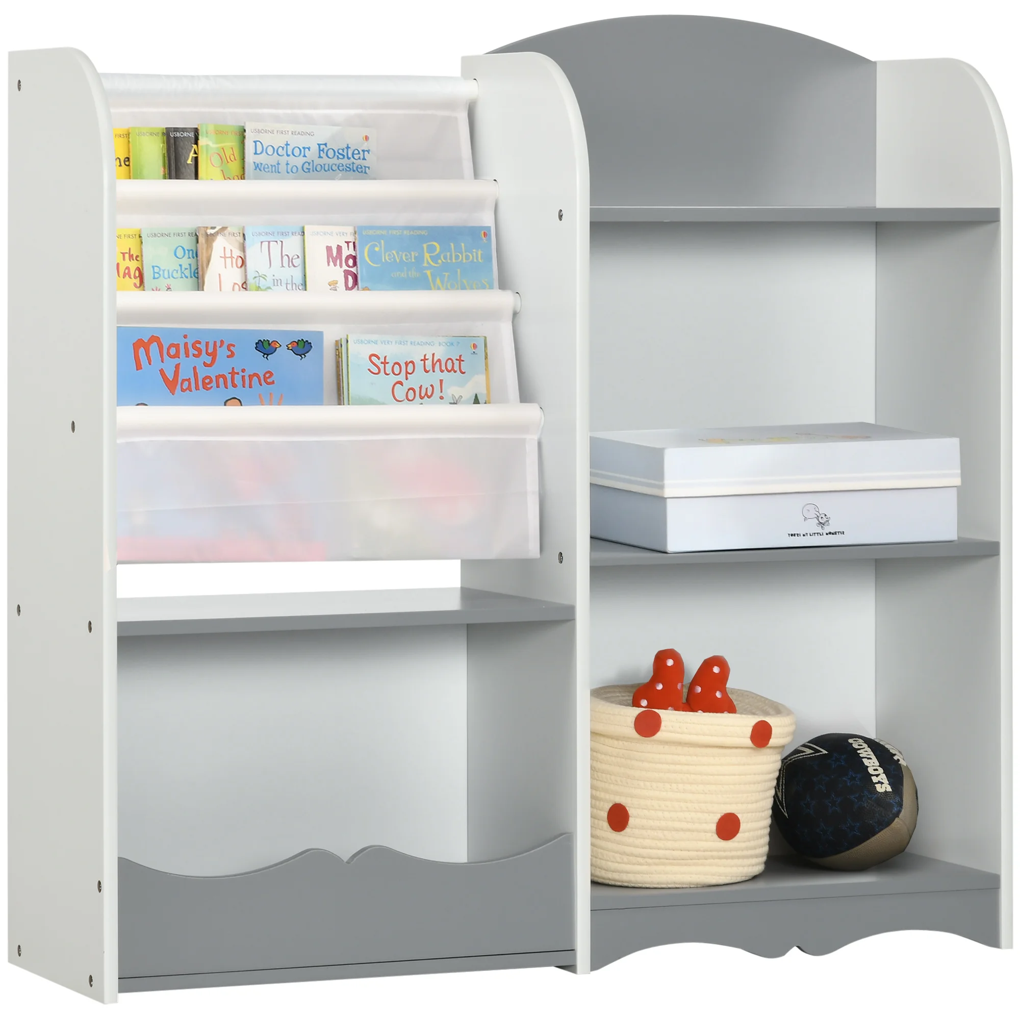 ZONEKIZ toy organizer children's bookshelf with open shelves for bedroom playroom nursery 85x26x84 cm Gray